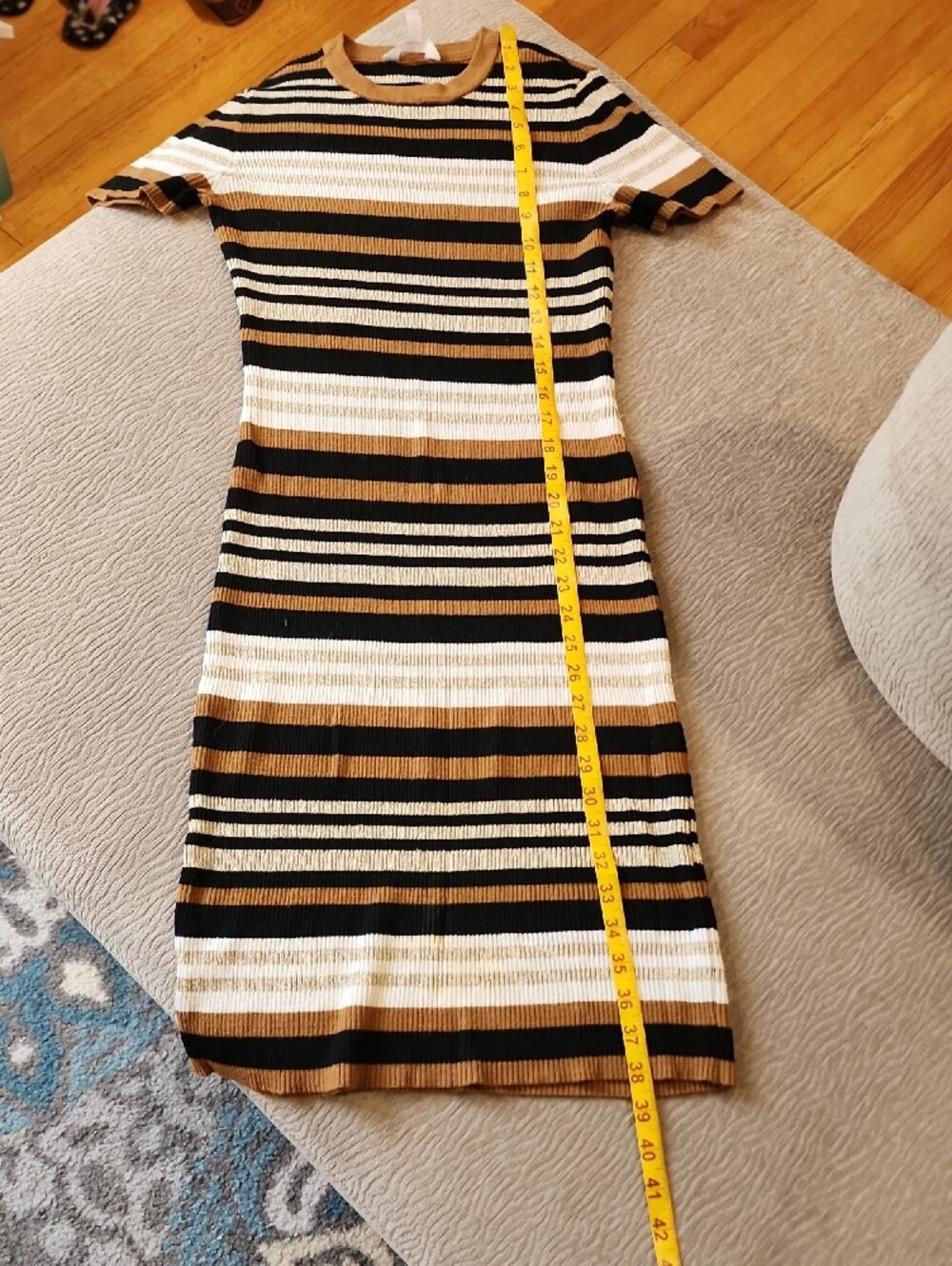 No Boundaries Striped Ribbed Two Dress Set in Black, Tan, Cream, And Olive - Picture 8 of 10
